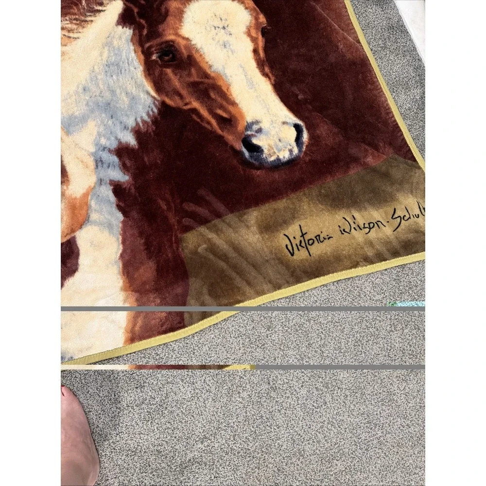 Victoria Wilson Schultz Mother And Foal Equestrian Horse Soft Throw Blanket HTF